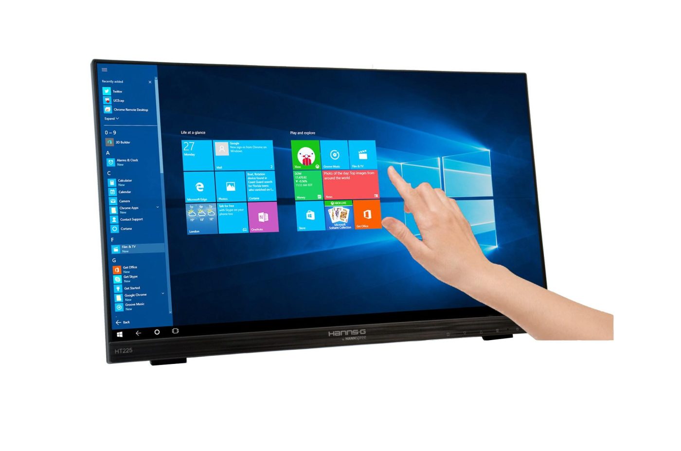 Тъч монитор HANNSPREE HT225HPB, LED, 21.5 inch, Wide, Full HD, Display Port, VGA, HDMI, Черен – Снимка 2